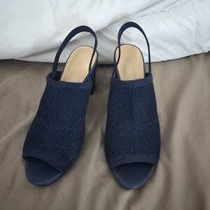 Women's Navy Blue Fabric Slingback Sandals